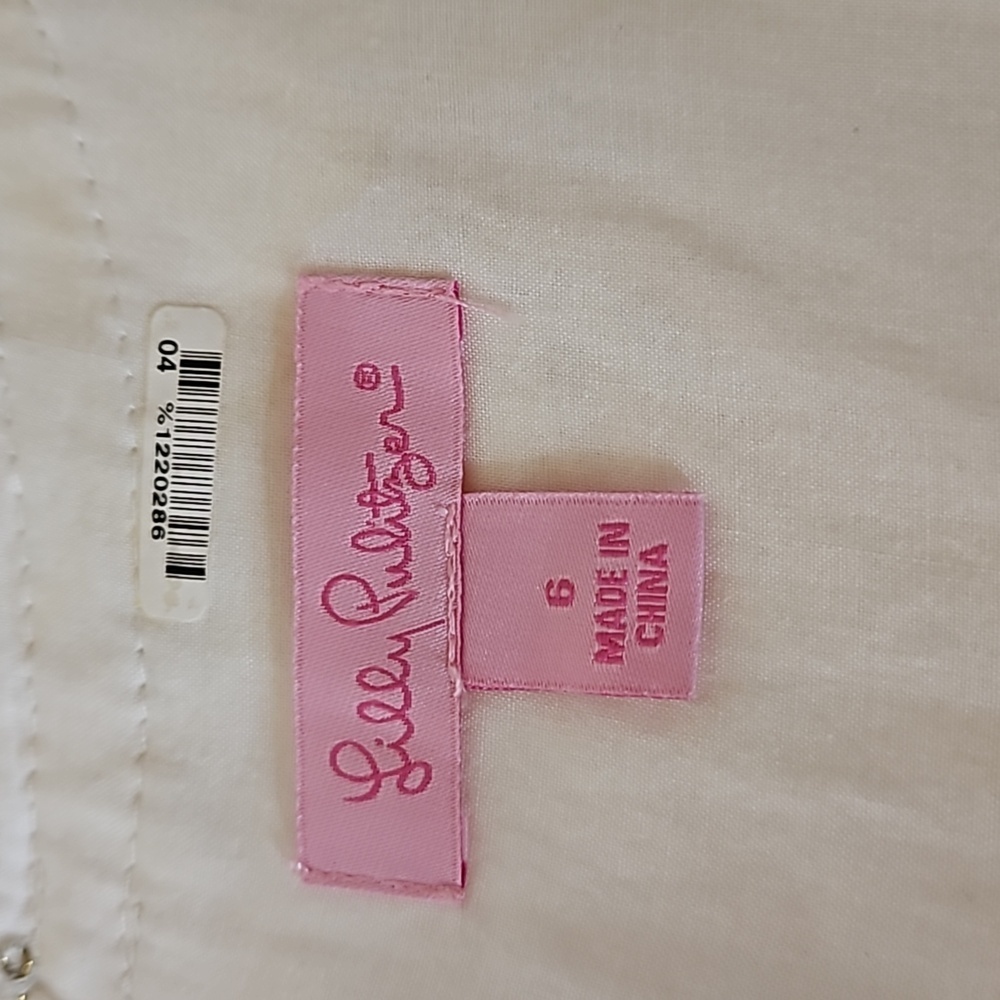 Lilly Pulitzer White on White Screen Printed Shift Dress Size 6 - Picture 5 of 9